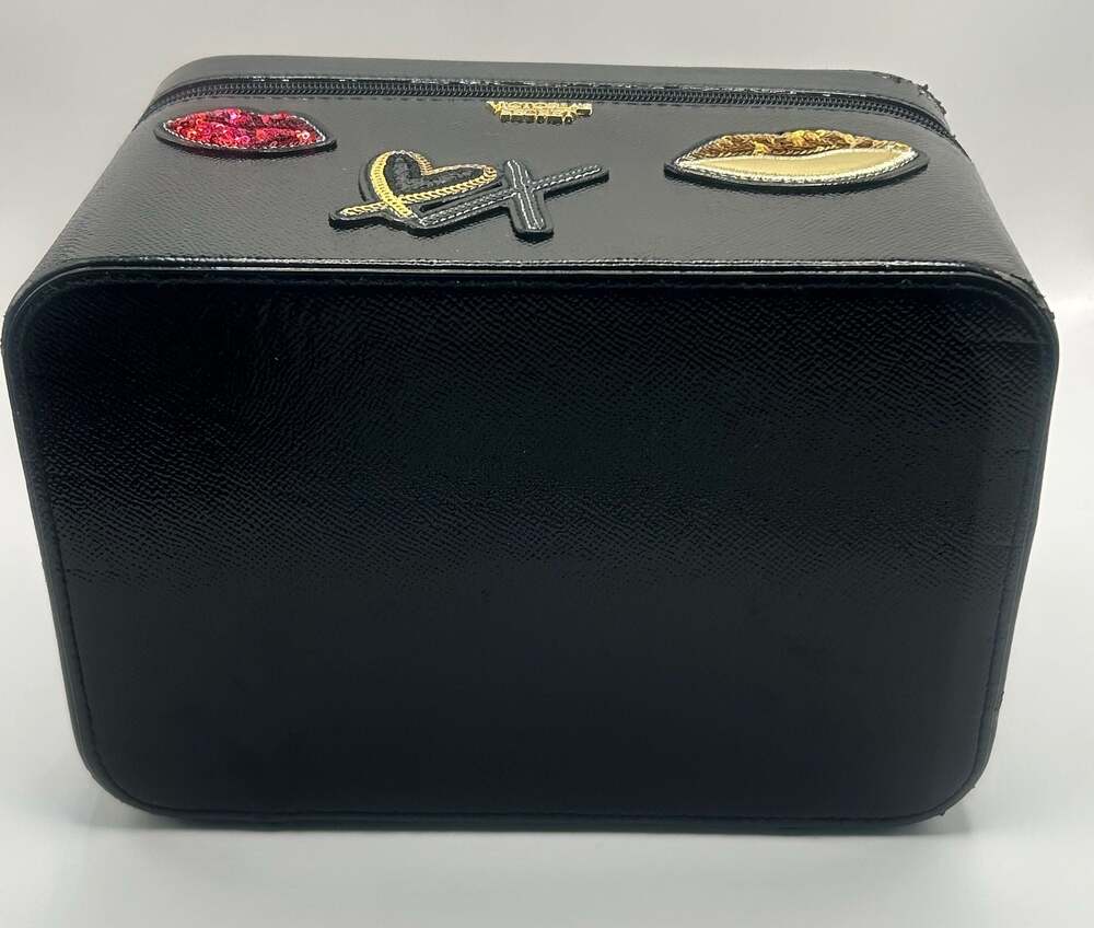 Victoria's Secret Black Vanity Makeup Train Case with Sequin Patches - Picture 8 of 11